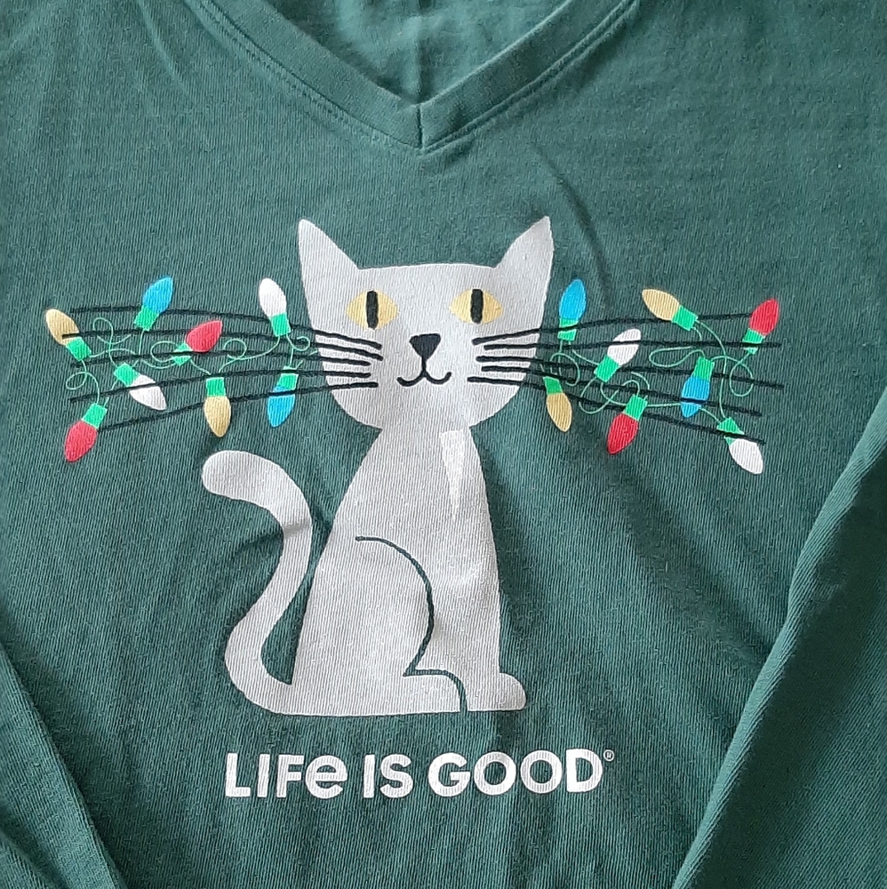 "Life is Good" cute cat top